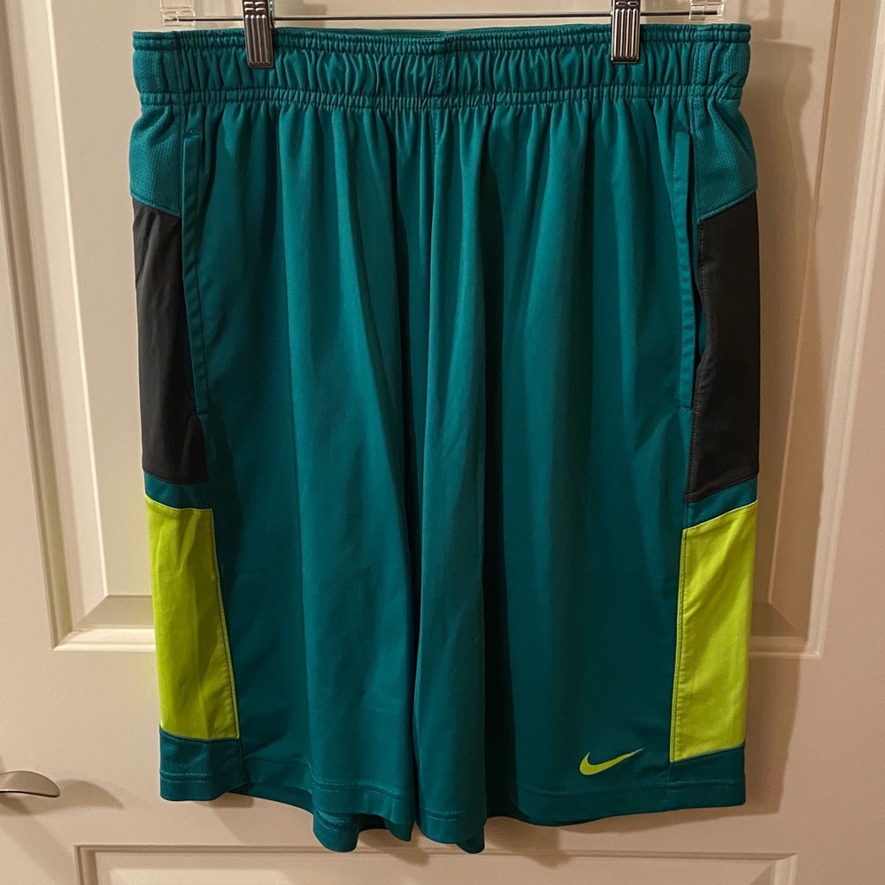Nike Dri-Fit Men's Green and Lime Athletic Shorts
